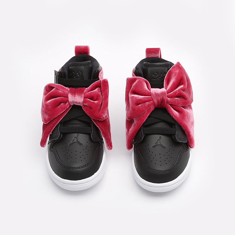 детские черные кроссовки Jordan 1 Mid Bow PS CK5677-006 - цена, описание, фото 3